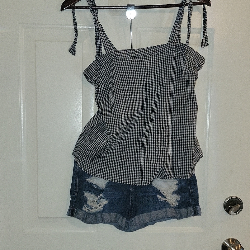 J. Crew Black and White Checkered Tank Top